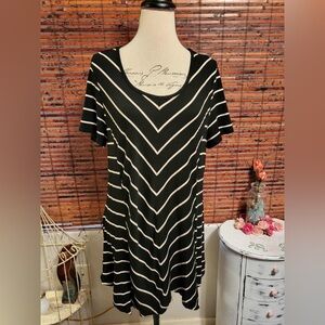 Black and White Striped Women's Top